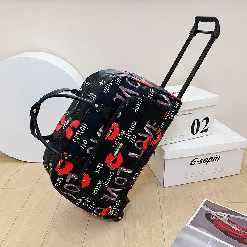 Large Capacity Women Travel Suitcase Trolley Bags Wheeled Bag Oxford Waterproof Rolling Luggage Travel Bag With Wheels