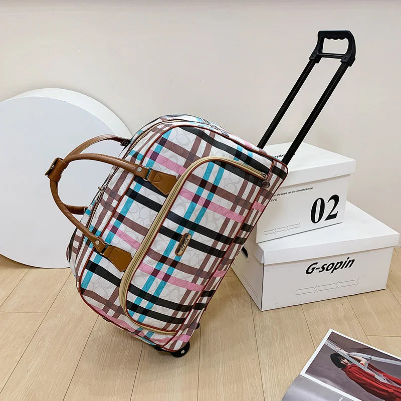 Large Capacity Women Travel Suitcase Trolley Bags Wheeled Bag Oxford Waterproof Rolling Luggage Travel Bag With Wheels