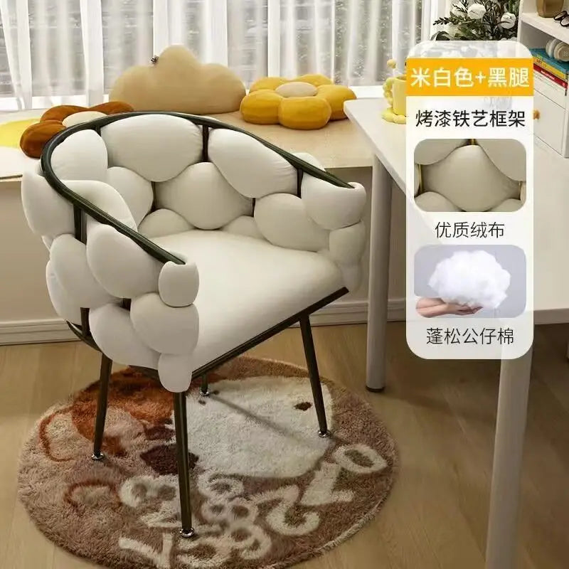 Nordic Vanity Chair Girls Comfortable Bedroom Living Room Make Up Manicure Chairs Computer Chair Home Office Seat Adult