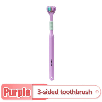 3D Stereo Three-Sided Toothbrush Ultra Fine Soft Hair Adult Toothbrush Tongue Scraper Deep Cleaning Health Oral Care Teeth Brush