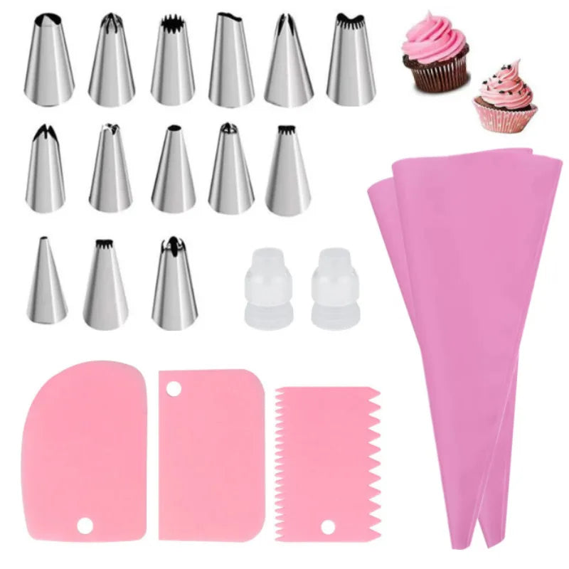 Silicone decorating bag stainless steel decorating tip set cake decorating nozzle Kitchen DIY Cake baking tools