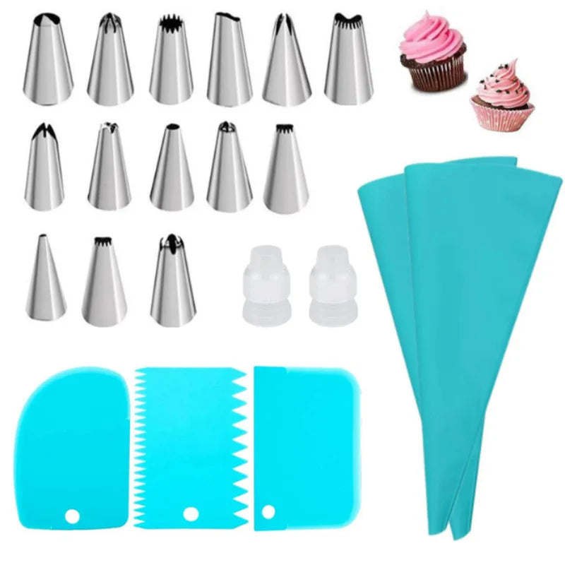 Silicone decorating bag stainless steel decorating tip set cake decorating nozzle Kitchen DIY Cake baking tools