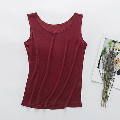 Natural silk women's vest summer sleeveless silk knitted comfortable fabric new tank top short Comfortable LVFAN Y009