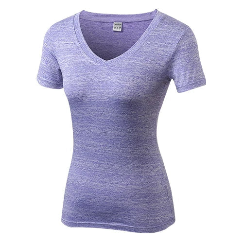 Women's Yuerlian V-neck Quick Dry Yoga Running T-shirts