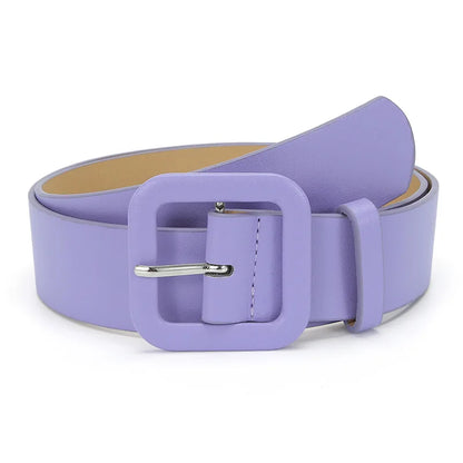Vintage Square Pin Buckle Coat Dress Women's Waist Belts New Fashion Ladies Candy Color Wide Belts For Girls
