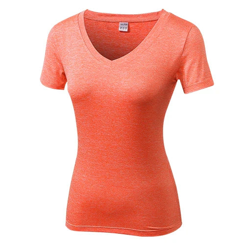 Women's Yuerlian V-neck Quick Dry Yoga Running T-shirts