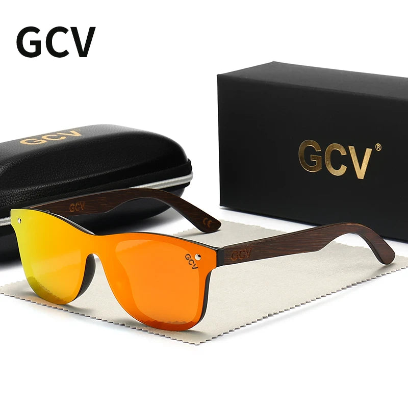 GCV Natural Wooden Photochromic Sunglasses Men Polarized Fashion Sun Glasses Original Wood Oculos De Sol Masculino