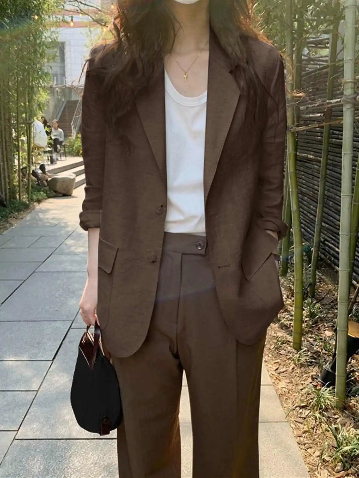 ZANZEA Women Elegant Cotton Jackets Suits Loose Vintage Work Coats Casual Outwear Autumn Laple Neck Long Sleeve Solid OL Blazer