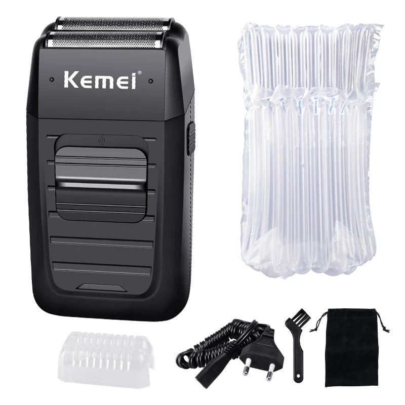 Kemei Rechargeable Cordless Shaver for Men Twin Blade Reciprocating Beard Razor Face Care Multifunction Strong Trimmer KM-1102