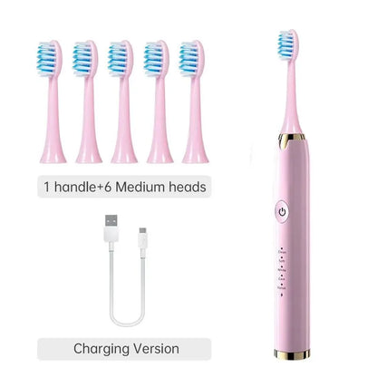 Tongwode Electric Sonic Toothbrush USB Rechargeable Waterproof Electronic Ultrasonic Whitening Tooth Brushes Replacement Heads