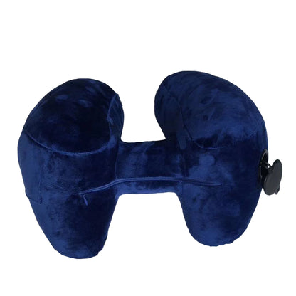 Inflatable Neck Pillow With Patent Valve Phone Storage H-shaped Neck Protection Aeroplane Car Neck Rest Cushion Travel Supplies