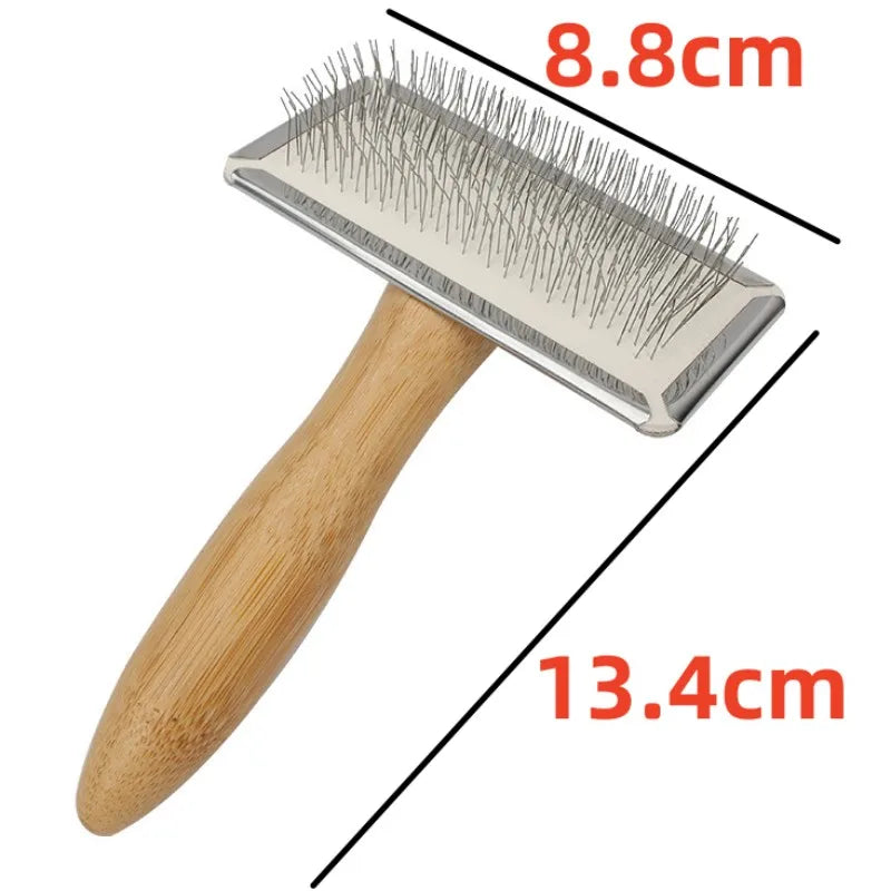 Dog Comb Solid Wood Dog Brush Pet Hair Remover Massage Cat Brush Pet Grooming Stainless Steel Combs for Cats Hair Knot Opening