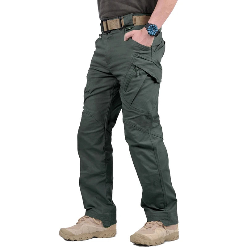 IX9 City Tactical Cargo Pants Men Stretch Cotton Work Military Pants Flexible Outdoor SWAT Army Combat Trousers with 9 Pockets