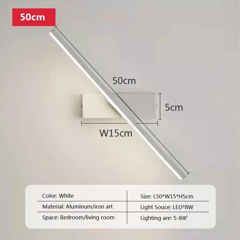 Modern LED Wall Light Hardwares Rotatable Bathroom Mirror Lamp for Bedroom Living Room Indoor Line Wall Sconces Lighting Fixture