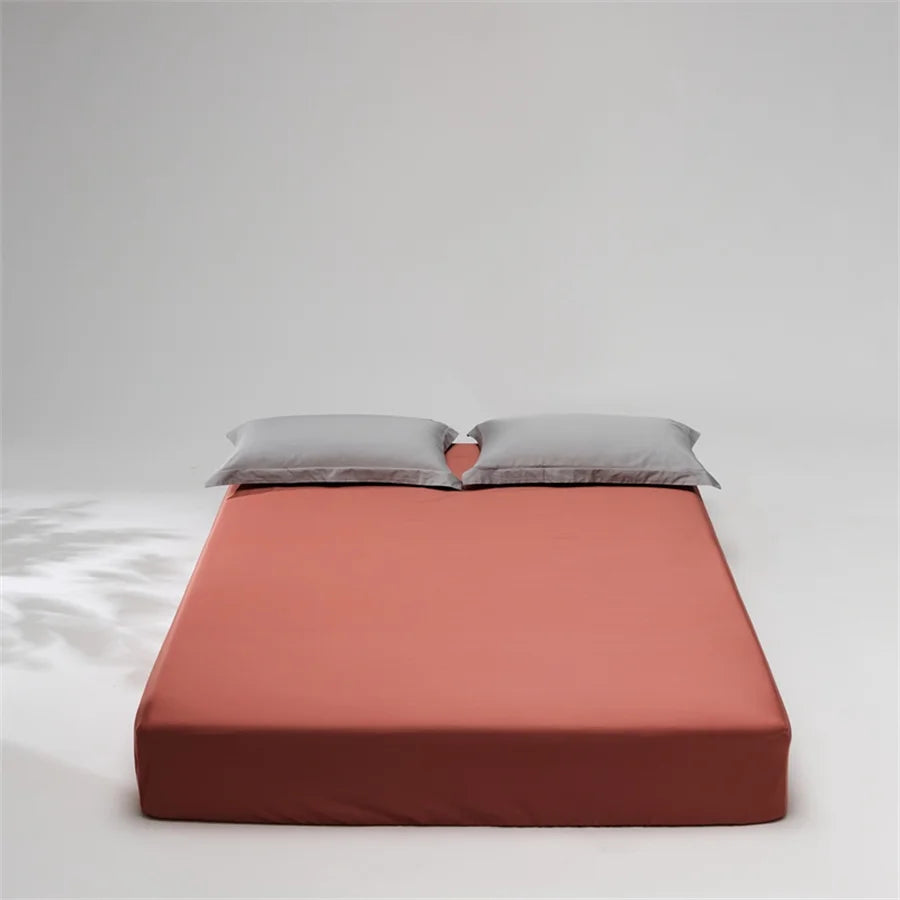 100% Egyptian Cotton Fitted Sheet with Elastic Band Luxury Mattress Cover 1000 Thread Count Soft Bed Linen Solid Color Bedsheet