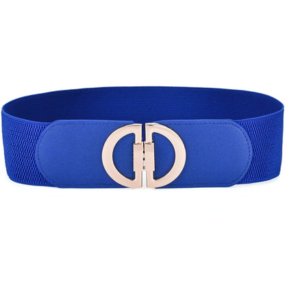 Women Skinny Elastic Belt Ladies Fashion Alloy Buckle Plus Size Stretchy Wide Waist Belt for Dresses