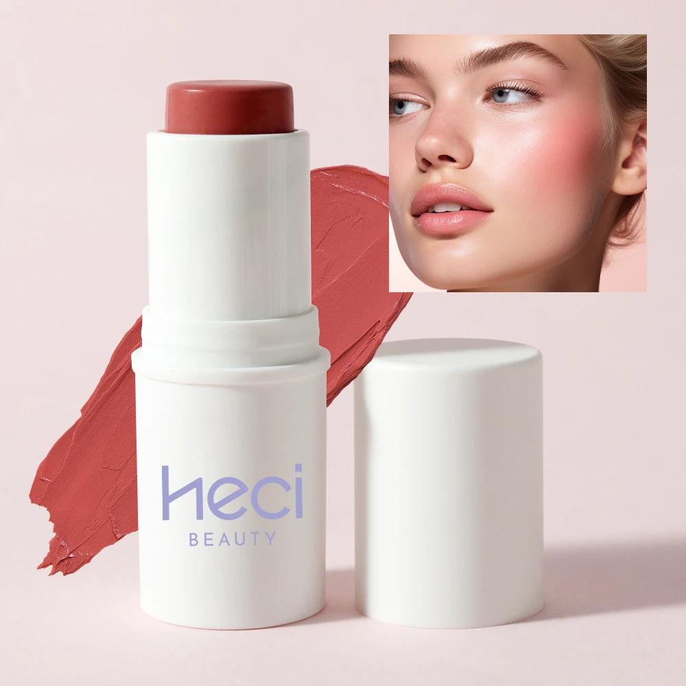 Multi-Tone Creamy Blush Stick Makeup Long-Lasting Waterproof Simple High-End Lip Cheek Tint High Pigment Hydrating Pink Blusher