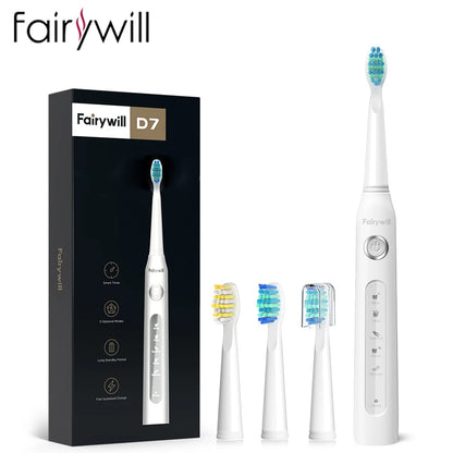 Fairywill Electric Sonic Toothbrush USB Charge FW-507 Rechargeable Waterproof Electronic Tooth Brushes Replacement Heads Adult