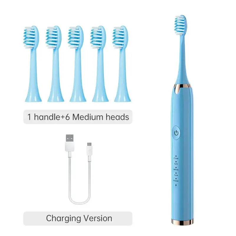 Tongwode Electric Sonic Toothbrush USB Rechargeable Waterproof Electronic Ultrasonic Whitening Tooth Brushes Replacement Heads