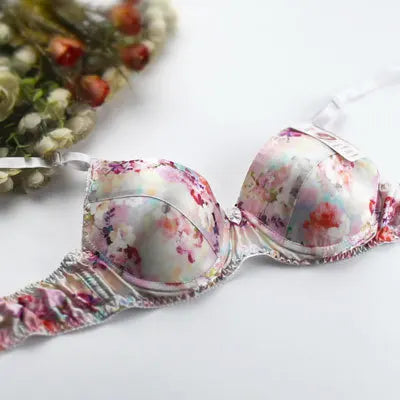 Hot-Selling 100% Mulberry silk bra underwear double faced silk print summer bra