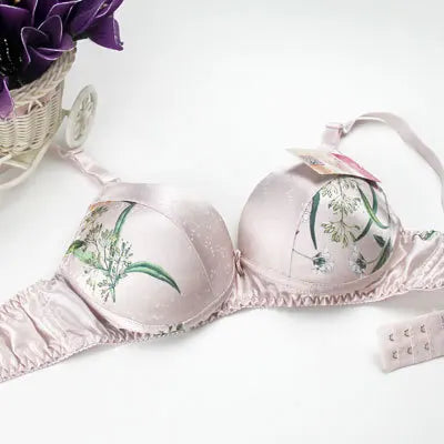 Hot-Selling 100% Mulberry silk bra underwear double faced silk print summer bra