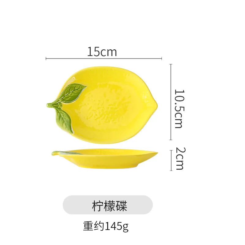 Creative Cartoon Lemon Shaped Ceramic Salad Bowl Soup Bowl Family Fruit Snack Plate Kitchen Utensils Accessories