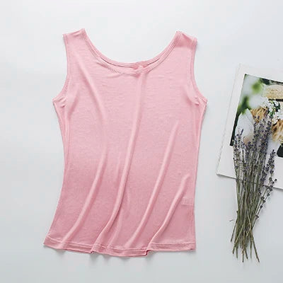 Natural silk women's vest summer sleeveless silk knitted comfortable fabric new tank top short Comfortable LVFAN Y009