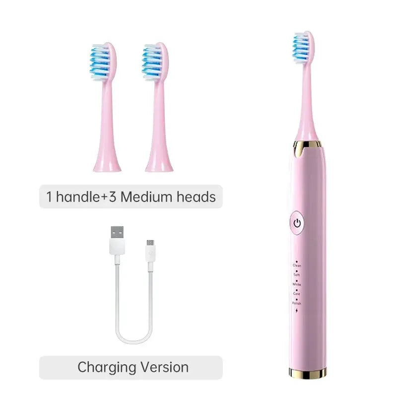 Tongwode Electric Sonic Toothbrush USB Rechargeable Waterproof Electronic Ultrasonic Whitening Tooth Brushes Replacement Heads