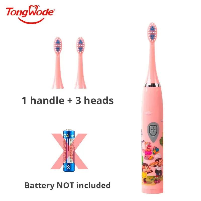 Children Sonic Electric Toothbrush IPX7 Waterproof Colorful Cartoon For Kid Use Soft Bristle Replaceable With Tooth Brush Heads