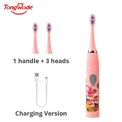 Children Sonic Electric Toothbrush Colorful Cartoon For Kids USB Rechargeable Soft Automatic Waterproof With Replacement Head