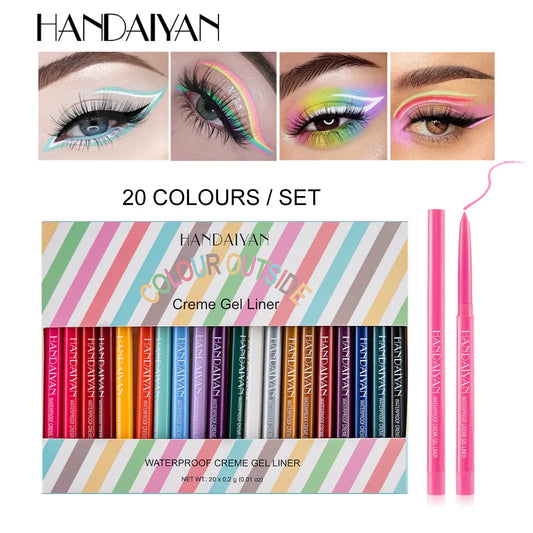 HANDAIYAN Matte Glitter Eyeliner Kit Makeup Waterproof Colorful Metallica Shiny Creme Eye Liner Pen Stage Cosmetics Eyeliner Set