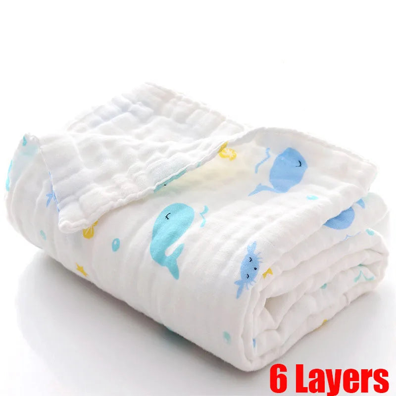 Baby BathTowel Boys Girls 100% Cotton Children Baby Towels Blanket For Newborn Bathrobe 6 Layers Gauze Washcloth Infant Swaddle