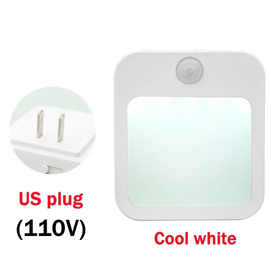 Motion Sensor LED Night Lights EU Plug Dimmable Cabinet Light for Baby Bedside Bedroom Corridor Wireless Night Lamp Lighting