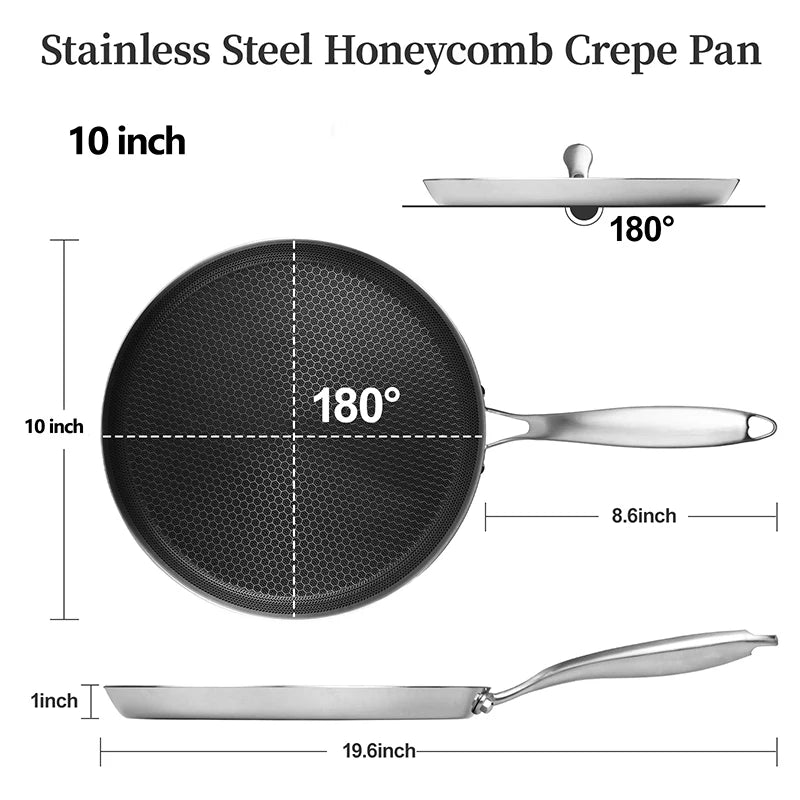 Innerwell Stainless Steel Frying Pan 10/11inch Nonstick Anti-scald Handle Omlette Pot Breakfast Pizza Steak Burger Cook Utensils