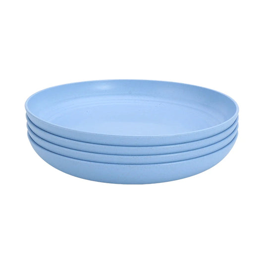 4Pcs Dinner Dishes Set Wheat Straw Plates Dinnerware Tableware Eco Friendly Sturdy Lightweight Kitchen Dishes Safe Dinner Plates