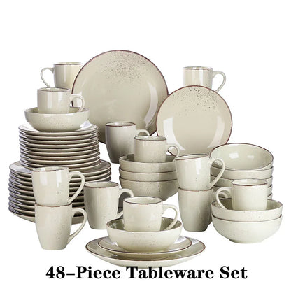 Vancasso Navia-MS 16/32/48-Piece Stoneware Ceramic Dinnerware Set with Dinner Plate,Dessert Plate,800ml Bowl, Mug Tableware Set