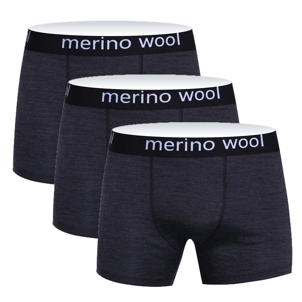 Mens Merino Wool Underwear Boxer Briefs 87% Merino Wool Boxers Soft Breathable Moisture Wicking Sports Fitness Boxershorts