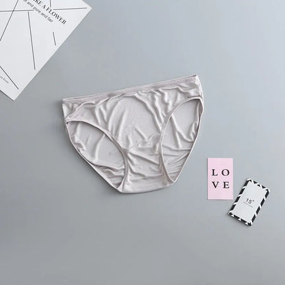 3 Pcs/Lot Female Nature Silk Briefs Solid Thin Women Sexy Underwear Pink Under-pant Comfort Lingerie Panties LVFAN GT-034
