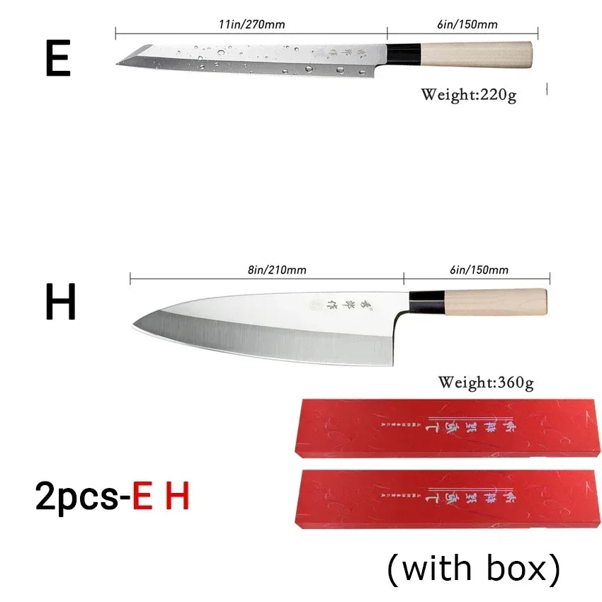 Japanese Sushi Sashimi Chef Knife Salmon Sharp Knives Meat Cutting Fish Raw Knife Cooking Right-Handle Kitchen Knife with Box