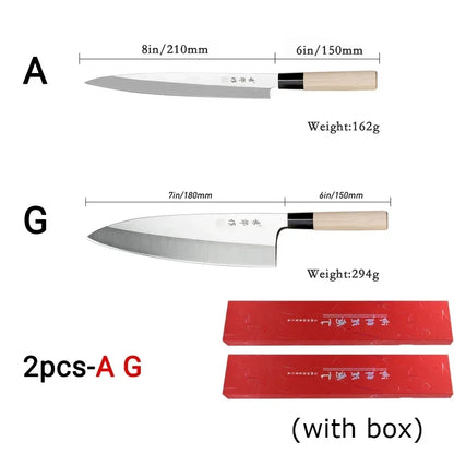 Japanese Sushi Sashimi Chef Knife Salmon Sharp Knives Meat Cutting Fish Raw Knife Cooking Right-Handle Kitchen Knife with Box