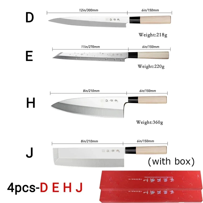 Japanese Sushi Sashimi Chef Knife Salmon Sharp Knives Meat Cutting Fish Raw Knife Cooking Right-Handle Kitchen Knife with Box