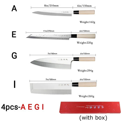 Japanese Sushi Sashimi Chef Knife Salmon Sharp Knives Meat Cutting Fish Raw Knife Cooking Right-Handle Kitchen Knife with Box