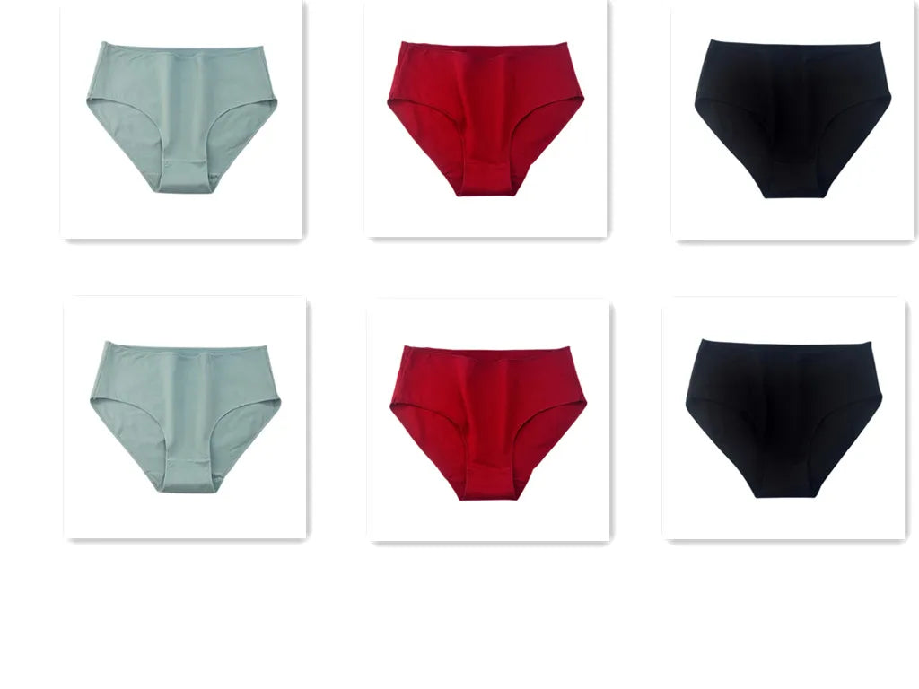 6PCS/Lot Cotton Seamless Panties Women High Waist Briefs Underwear Comfort Intimates Female Underpants Solid Color Pantys M-2XL