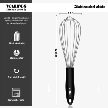 WALFOS Stainless Steel Wire Whisk Manual Egg Beater Blender Milk Cream Butter Beater Kitchen Baking Cooking Utensils Accessiores