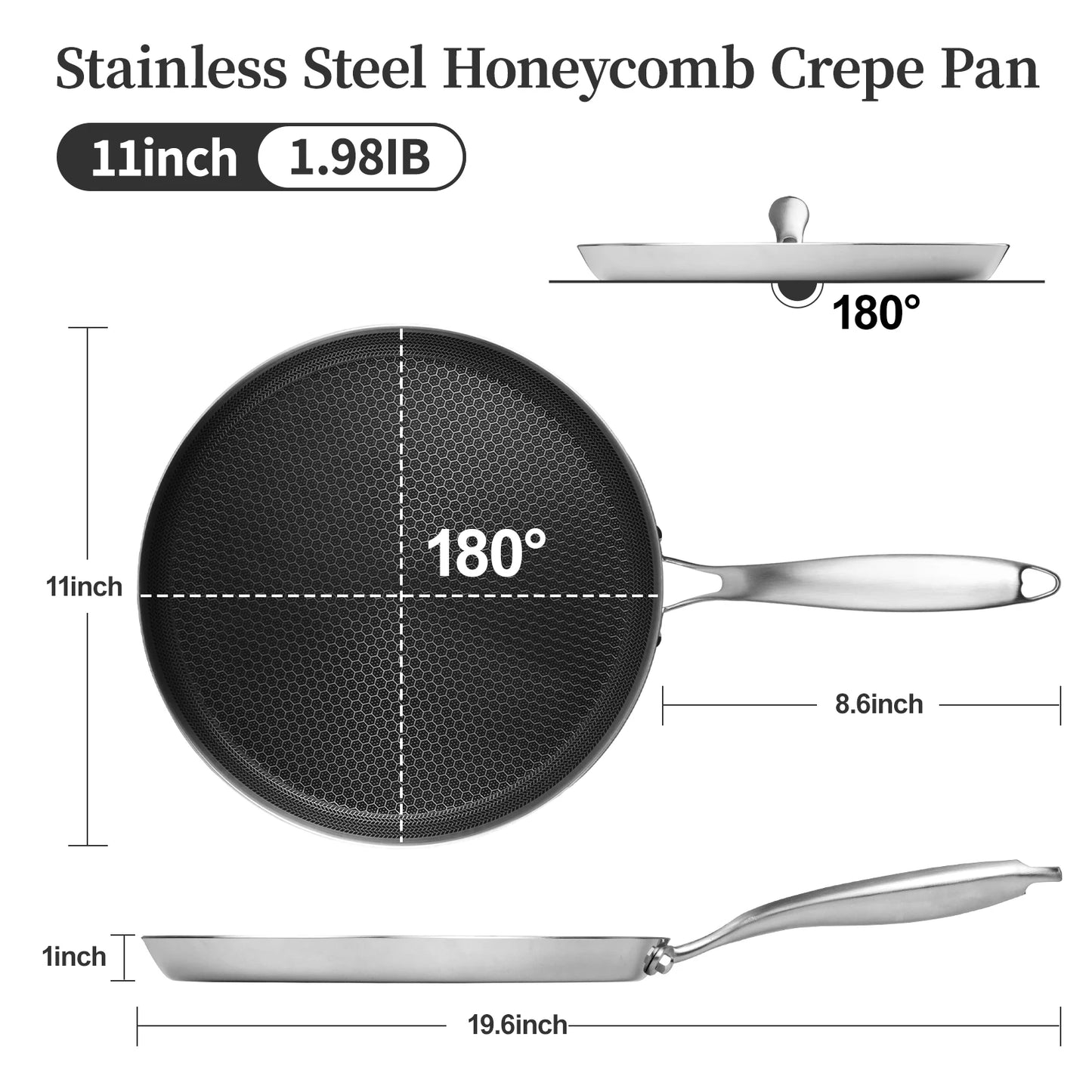 Innerwell Stainless Steel Frying Pan 10/11inch Nonstick Anti-scald Handle Omlette Pot Breakfast Pizza Steak Burger Cook Utensils