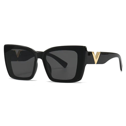 LNFCXI Fashion Cat Eye Sunglasses Vintage Luxury Brand Designer Black Oversized Ladies Sunglasses Square Eyewear UV400