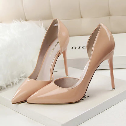 Women 7.5cm 10.5cm High Heels Yellow Pumps Office Sexy Stiletto Wedding Bridal Scarpins Short Heels Lady Sexy Hollow Party Shoes