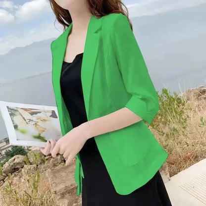 Fashion Women's Jacket Solid Color Yellow Black Cotton Fabric Loose Oversize Coat New Spring Summer Jackets 2023 OL Women's Suit