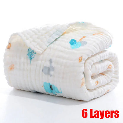 Baby BathTowel Boys Girls 100% Cotton Children Baby Towels Blanket For Newborn Bathrobe 6 Layers Gauze Washcloth Infant Swaddle