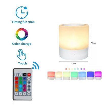 7 Colors Night Light Dimmable LED Touch Sensor Wooden Bedside Table Lamp with Touch Adjustable Brightness Remote Control